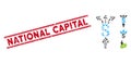 Scratched National Capital Line Stamp with Collage Divide Payments Icon