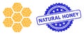 Scratched Natural Honey Watermark and Recursive Honeycombs Icon Composition