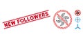 Scratched New Followers Line Stamp with Mosaic No Rotor Icon