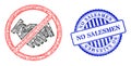 Scratched No Salesmen Stamp Seal and Net Forbidden Handshake Mesh