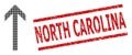 Scratched North Carolina Stamp and Halftone Dotted Arrow Up