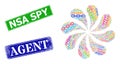 Scratched NSA Spy Badges and Chain Integrity Icon Colorful Centrifugal Stream