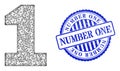 Scratched Number One Seal and Net Digit One Web Mesh Royalty Free Stock Photo