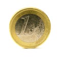 Scratched old One euro coin Royalty Free Stock Photo
