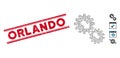 Scratched Orlando Line Seal with Collage Integration Gears Icon