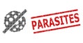 Scratched Parasites Seal Stamp and Halftone Dotted No Microbe Spore