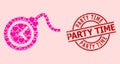 Scratched Party Time Seal and Pink Lovely Time Bomb Collage