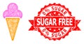 Scratched 0 PERCENT Sugar Free Stamp and Hatched Icecream Icon