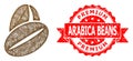 Scratched Premium Arabica Beans Seal and Linear Cacao Beans Icon