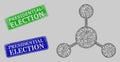 Scratched Presidential Election Stamp Imitations and Hatched Node Links Mesh