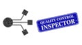 Scratched Quality Control Inspector Seal with Electronic Component Polygonal Icon