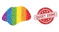 Scratched Quiet Zone Stamp Seal and Spectrum Spot Simple Mosaic