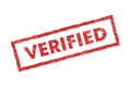 Scratched red stamp with the word verified. Vector flat illustration