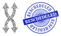 Scratched Rescheduled Stamp and Triangle Shuffle Arrows Vertical Mosaic
