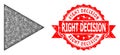 Scratched Right Decision Stamp Seal and Network Play Function Icon