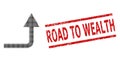 Scratched Road to Wealth Stamp and Halftone Dotted Turn Forward