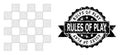 Scratched Rules of Play Ribbon Seal Stamp and Mesh Wireframe Chess Board Royalty Free Stock Photo