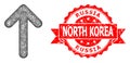 Scratched Russia North Korea Seal and Net Up Arrow Icon