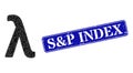 Scratched S n P Index Seal and Lambda Greek Lowercase Symbol Lowpoly Icon Royalty Free Stock Photo