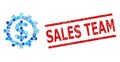 Scratched Sales Team Stamp Imitation and Financial Industry Mosaic of Rounded Dots