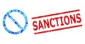 Scratched Sanctions Stamp Print and Not Allowed Mosaic of Round Dots