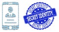 Scratched Secret Identity Round Seal and Recursion Mobile User Info Icon Mosaic