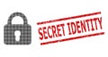 Scratched Secret Identity Seal Stamp and Halftone Dotted Lock