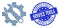 Scratched Service Tools Round Seal and Recursion Service Tools Icon Composition
