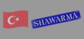 Scratched Shawarma Stamp and Dot Halftone Waving Turkey Flag Image