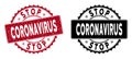 Scratched Stop Coronavirus Round Red Stamp Seal