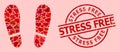 Textured Stress Free Stamp Seal and Red Love Human Footprints Mosaic