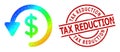 Scratched Tax Reduction Watermark and Lowpoly Rainbow Refund Icon with Gradient
