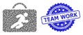 Scratched Team Work Seal and Recursive Career Case Icon Collage