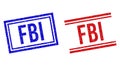 Scratched Textured FBI Stamp Seals with Double Lines Royalty Free Stock Photo