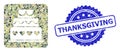 Scratched Thanksgiving Stamp Seal and Military Camouflage Collage of Marriage Cake Royalty Free Stock Photo