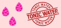 Textured Tonic Water Stamp Seal and Pink Love Heart Water Drops Collage