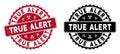 Scratched True Alert Rounded Red Stamp