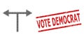 Scratched Vote Democrat Stamp and Halftone Dotted Bifurcation Arrows Left Right Royalty Free Stock Photo