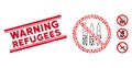 Scratched Warning Refugees Line Stamp and Collage No Ampoules Icon