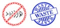 Scratched Waste Seal and Cell Stop Toxic Waste Collage Icon