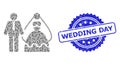 Scratched Wedding Day Seal Stamp and Fractal Bride and Groom Icon Mosaic