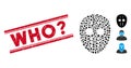 Scratched Who Question Line Seal with Collage Maniac Mask Icon
