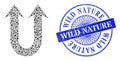 Scratched Wild Nature Seal and Triangle Double Forward Arrow Mosaic