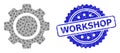 Scratched Workshop Seal and Recursion Cog Wheel Icon Composition