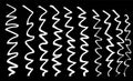 A hand-drawn vector pattern of vertical zigzag lines in white on a black contrasting background . Wavy, curly lines of the pattern Royalty Free Stock Photo