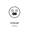 scream icon vector from classics collection. Thin line scream outline icon vector illustration. Linear symbol