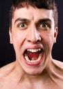 Scream of shocked and scared man Royalty Free Stock Photo