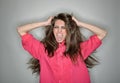 Screaming aggressive brunette woman Royalty Free Stock Photo