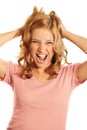Screaming business woman Royalty Free Stock Photo