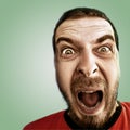 Screaming face of shocked funny man Royalty Free Stock Photo